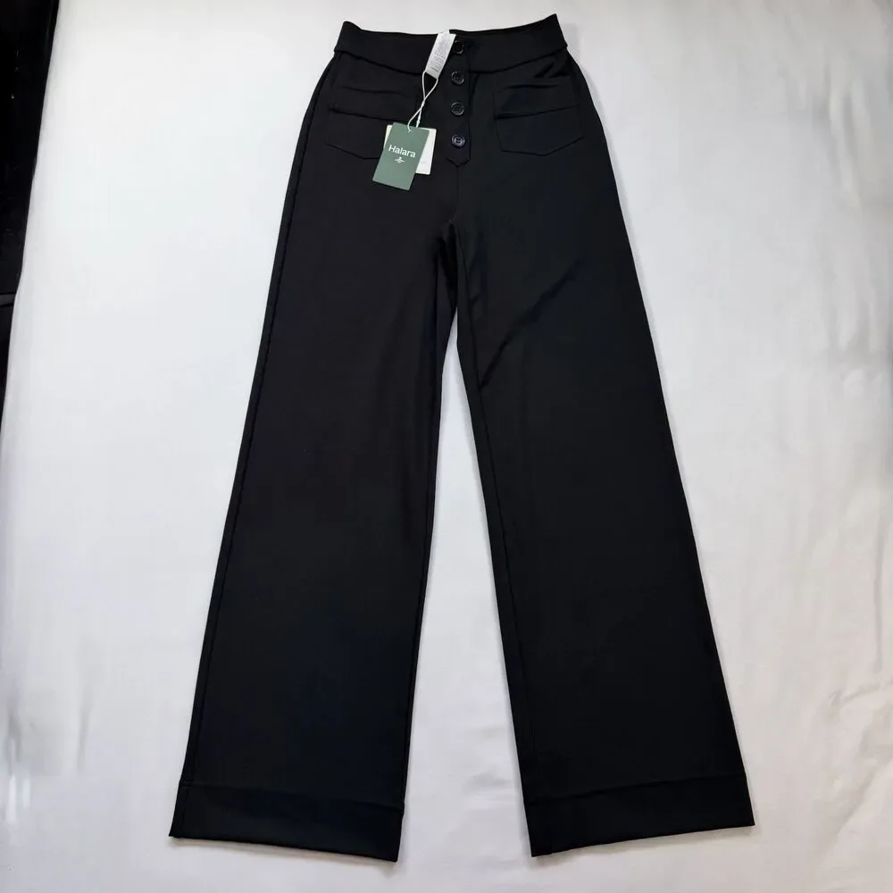 Halara DayStretch High Waisted Pockets Straight Leg Casual Pants Size XS Black